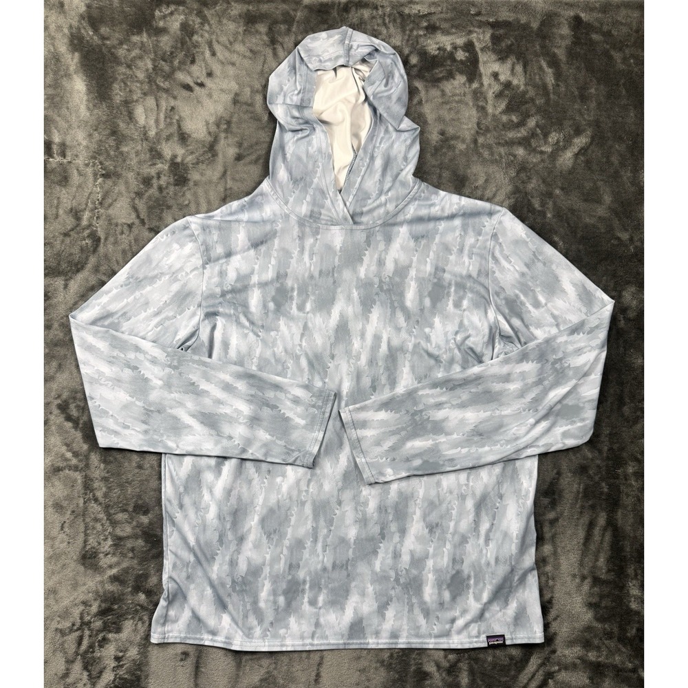 Patagonia Capilene Cool Daily Hoody Mens M Blue Abstract Print Sun Hoodie